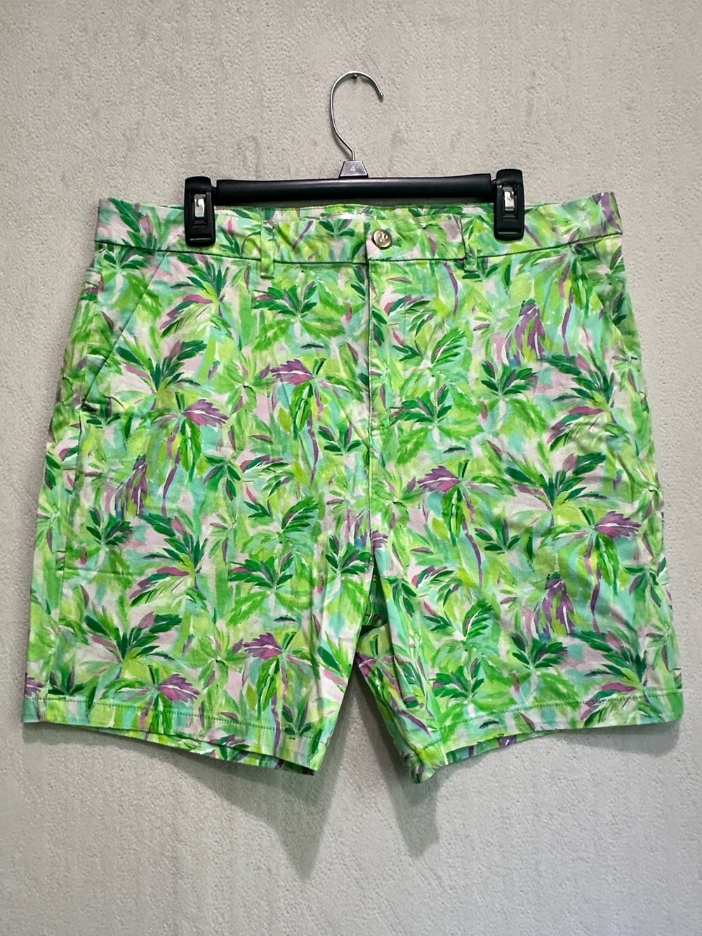Stella Parker Women's Tropical Resortwear Green Palm-Print Shorts Sz 16